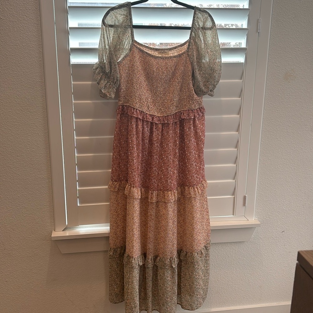 Sage and peach dress